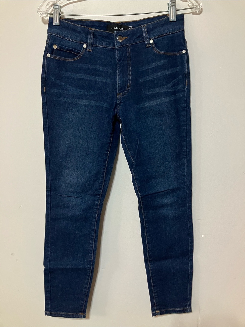 Tahari Chloe Fit Solution Stretch Skinny  Jeans Dark Indigo Pants Size 4/27